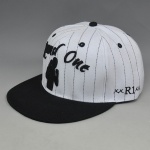 黑色条纹3D绣花白色平板帽嘻哈帽